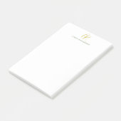 Post-it® Nom monogramme de calligraphie couleur or noir bla (Incliné)