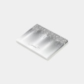 Post-it® Nom Monogramme Pailleté Argent Chic qui Dégouline (Incliné)