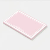 Post-it® Nom monogramme rose blanc pastel (Incliné)