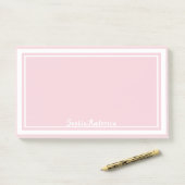 Post-it® Nom monogramme rose blanc pastel (Sur un bureau)
