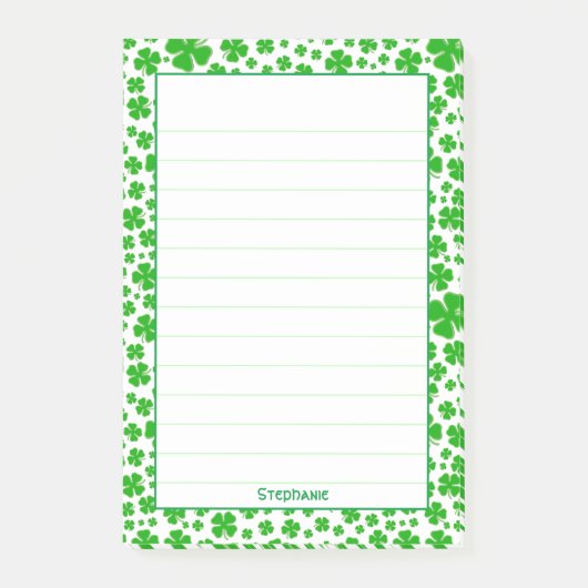 Post-it® Nom:  Motif Shamrock de St Patrick Green Random (Devant)