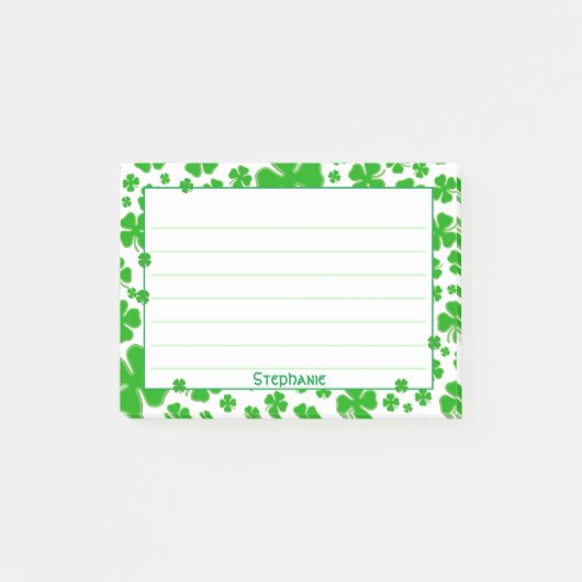 Post-it® Nom:  Motif Shamrock de St Patrick Green Random (Devant)
