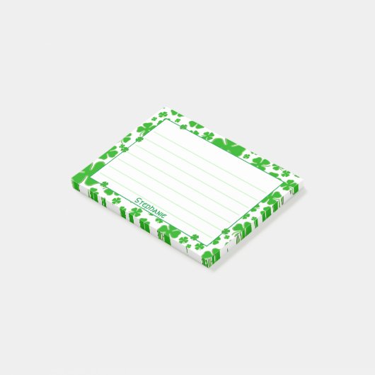 Post-it® Nom: Motif Shamrock de St Patrick Green Random (Incliné)