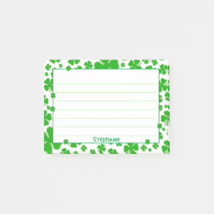 Post-it® Nom:  Motif Shamrock de St Patrick's Green Random