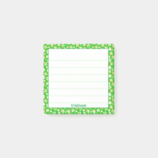 Post-it® Nom: Motif Shamrock St Patrick's Green Orange (Devant)