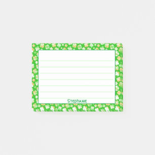 Post-it® Nom:  Motif Shamrock vert/blanc de St Patrick