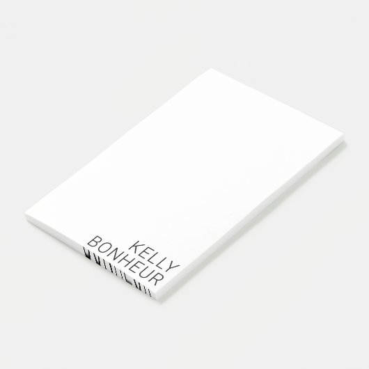 Post-it® Nom noir moderne en blanc (Incliné)