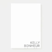 Post-it® Nom noir moderne en blanc (Devant)