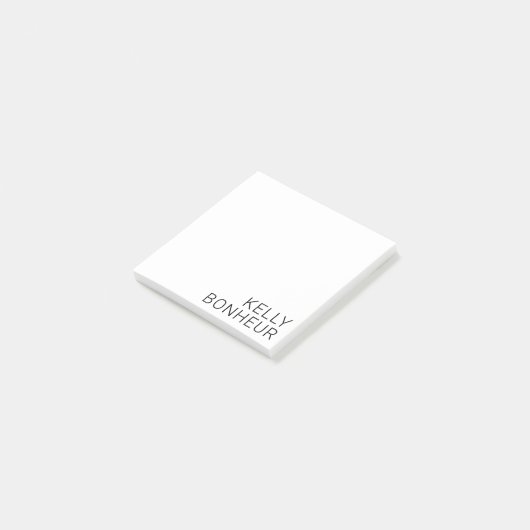 Post-it® Nom noir moderne en blanc (Incliné)