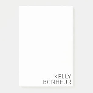 Post-it® Nom noir moderne sur fond blanc