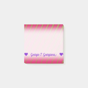 Post-it® Nom personnalisable ; Lignes Vertes sur le motif