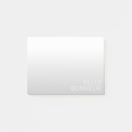 Post-it® Nom personnalisable moderne | Dégradé gris (Devant)