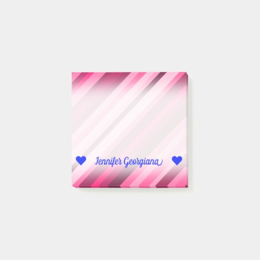 Post-it® Nom personnalisable; Motif Pink/Magenta Stripes (Devant)