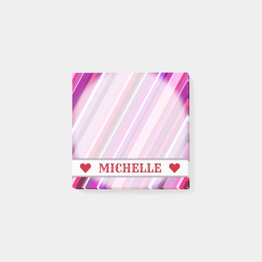 Post-it® Nom personnalisable - Motif Pink, Purple Stripes (Devant)