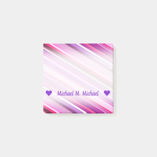 Post-it® Nom personnalisable; Motif rose, brun (Devant)