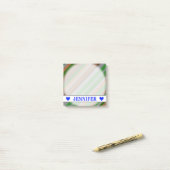 Post-it® Nom personnalisable - rayures de vert, de brun et (Sur un bureau)