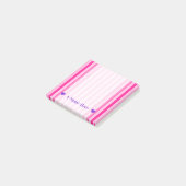 Post-it® Nom personnalisable + Rayures rose-clair et (Incliné)