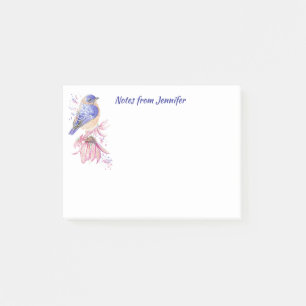 Post-it® Nom personnalisé Aquarelle Bluebird Garden Oiseau