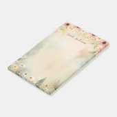 Post-it® Nom personnalisé avec aquarelle Fleur marguerite (Incliné)