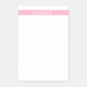 Post-it® Nom personnalisé bandes horizontales rose et blanc (Devant)