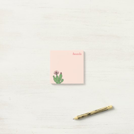 Post-it® Nom personnalisé Cactus (Sur un bureau)