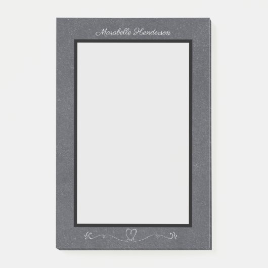 Post-it® Nom personnalisé Chalkboard Design avec Heart Flou (Devant)