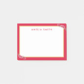Post-it® Nom Personnalisé Chic Bordure rose Fleurs roses (Devant)