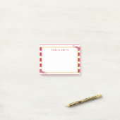 Post-it® Nom Personnalisé Chic Pink Stripes Rose Fleurs (Sur un bureau)