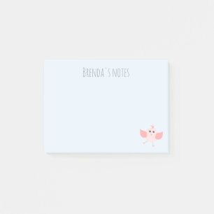 Post-it® Nom personnalisé Dancing Birdie Rose Bleu 4x3