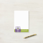Post-it® Nom personnalisé de la chouette de dessin mignonne (Sur un bureau)