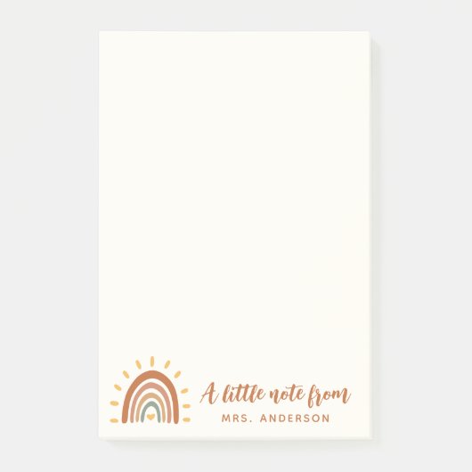 Post-it® Nom personnalisé de l'enseignant moderne Boho Rain (Devant)