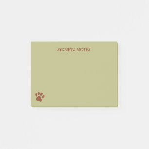 Post-it® Nom personnalisé de patte chien Brown