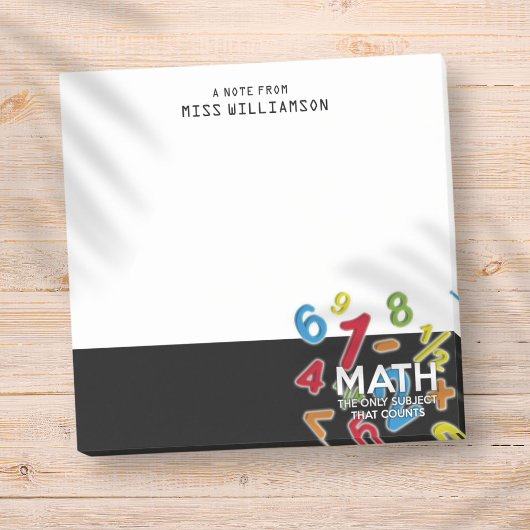 Post-it® Nom personnalisé de professeur de maths élève