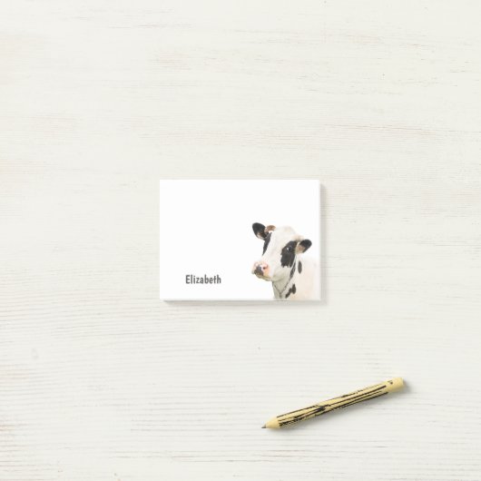 Post-it® Nom personnalisé de vache drôle mignon (Sur un bureau)