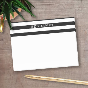 Post-it® Nom personnalisé du Motif rayé noir et blanc