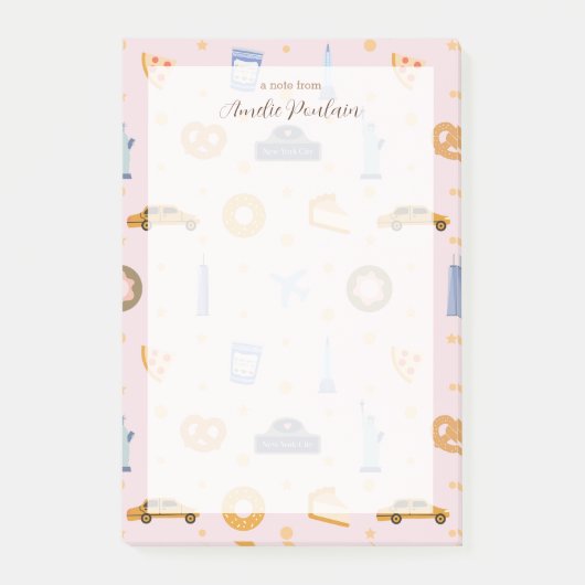Post-it® Nom personnalisé du motif rose NYC (Devant)