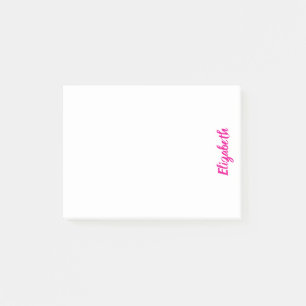 Post-it® Nom personnalisé Écriture Deep Pink sur Blanc