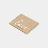 Post-it® Nom personnalisé écriture Kraft rustique Amour (Incliné)