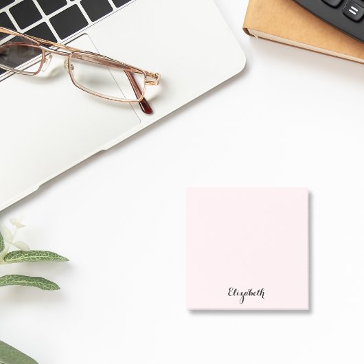 Post-it® Nom personnalisé Élégant Script Rose Home Office