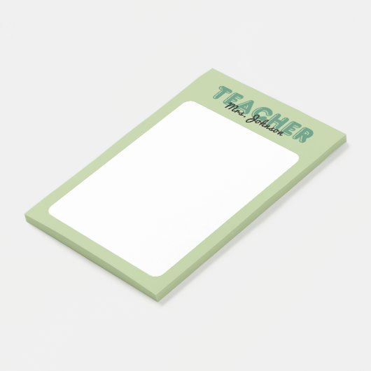Post-it® Nom personnalisé Enseignant vert (Incliné)