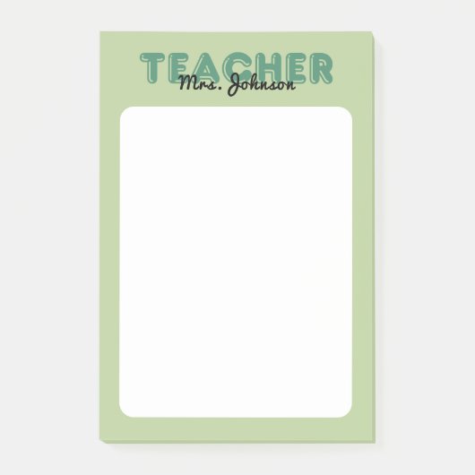 Post-it® Nom personnalisé Enseignant vert (Devant)
