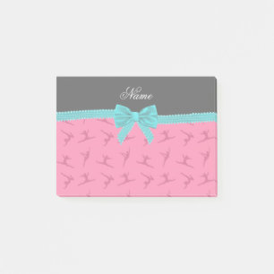Post-it® Nom personnalisé gymnastique rose turquoise