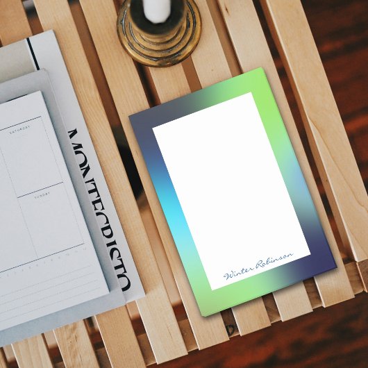 Post-it® Nom personnalisé holographique bleu vert turquoise