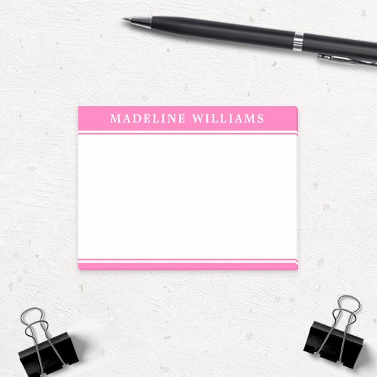 Post-it® Nom personnalisé Hot Pink Post Notes