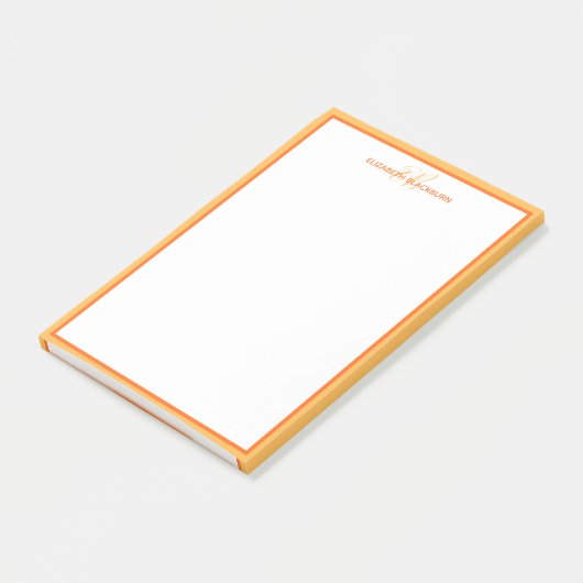 Post-it® Nom personnalisé Initiales monogrammes Orange Chic (Incliné)