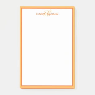 Post-it® Nom personnalisé Initiales monogrammes Orange Chic