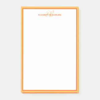 Post-it® Nom personnalisé Initiales monogrammes Orange Chic