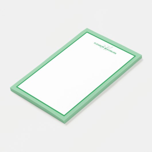 Post-it® Nom personnalisé Initiales monogrammes Vert (Incliné)