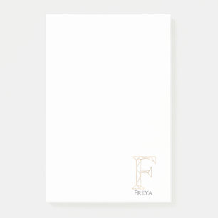 Post-it® Nom personnalisé Lettre d'or géométrique F Monogra