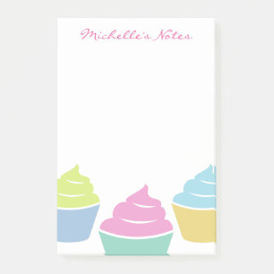 Post-it® Nom personnalisé mignon colorié cupcake notes co